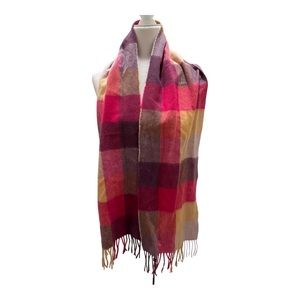 Kiltane Of Scotland Pure Lambswool Purple/Gray Checked Scarf NWT